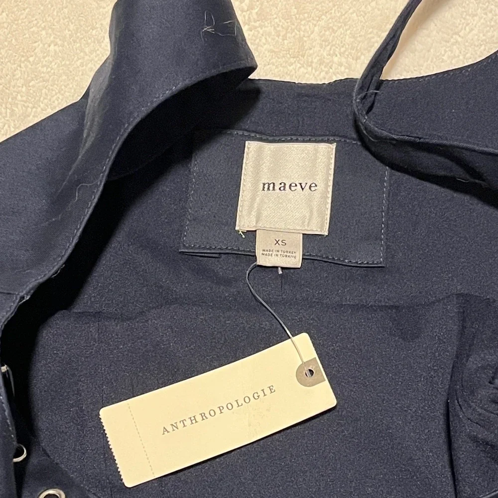 NWT Anthropologie Maeve Navy  Mini Dress Buckle Strap Accent Side Zip Size XS - Picture 3 of 5